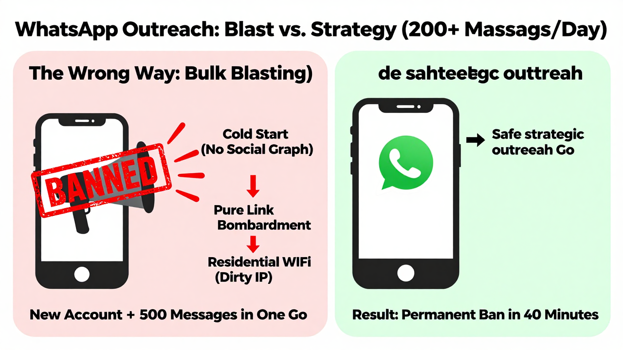 WhatsApp Outreach at 200+ Messages a Day: Smart Strategy or Fast Track to a Ban?
